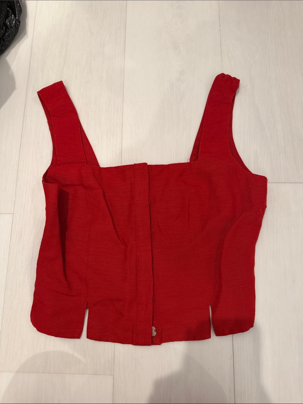 Red Square-Neck Sleeveless Crop Top